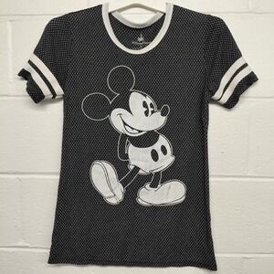 Disney Parks Womens MEDIUM Black Short Sleeve Sports Jerey T-shirt Mickey Est 28
